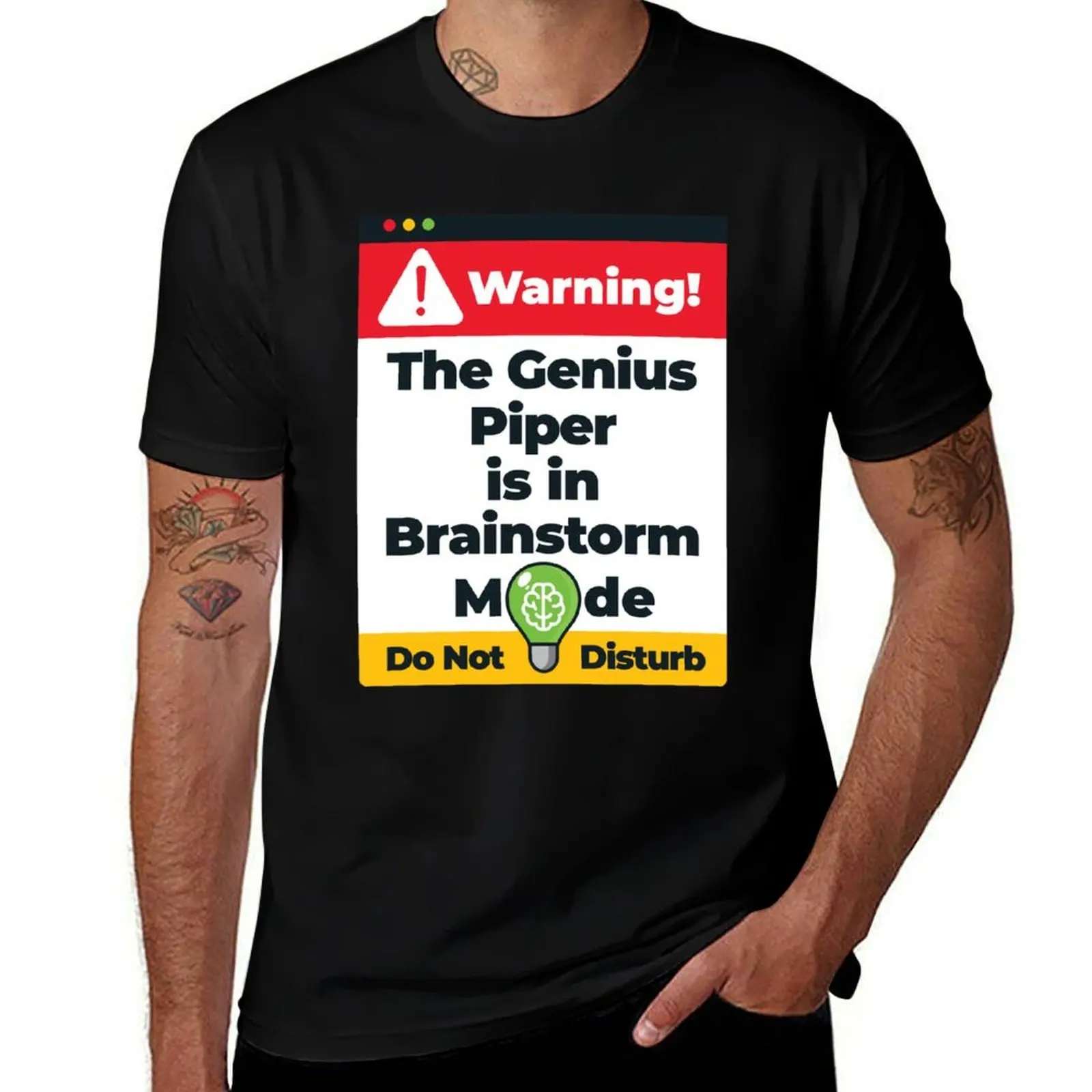 Piper Name - Warning The Genius Piper is in Brainstorm Mode T-Shirt Large Size Casual Short Sleeve Top T-Shirt