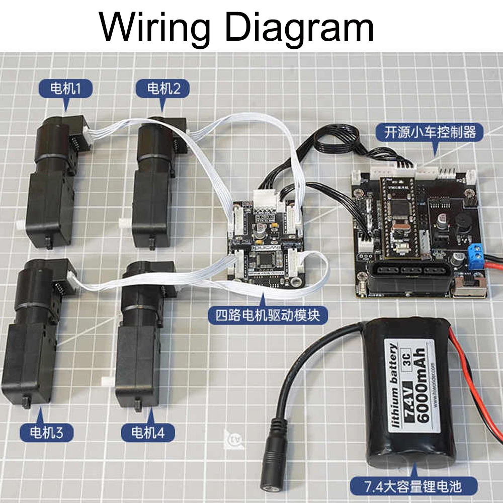 4-weg encoder motoraandrijfmodule ingebouwde spanningsregelaar circuit motorbesturing slimme auto doe-het-zelf elektrische race speciale driver