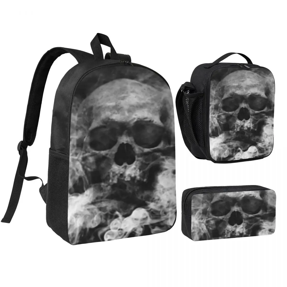 

Muerte Saint Death Goth Mexican Muertos Skull Backpack BookBag School Bag Shoulder Bags 3ps Insulated Lunch Bag Pencil Case