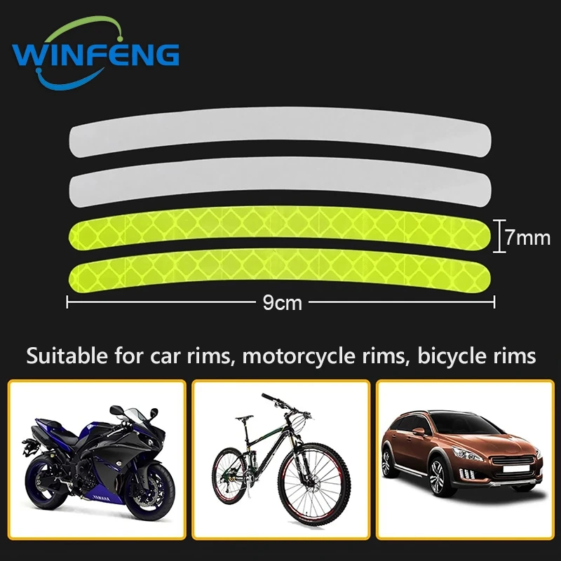 20pcs carro roda cubo reflexivo adesivos noite segurança aviso tiras motocicleta bicicleta pneu aro decorativo acessórios