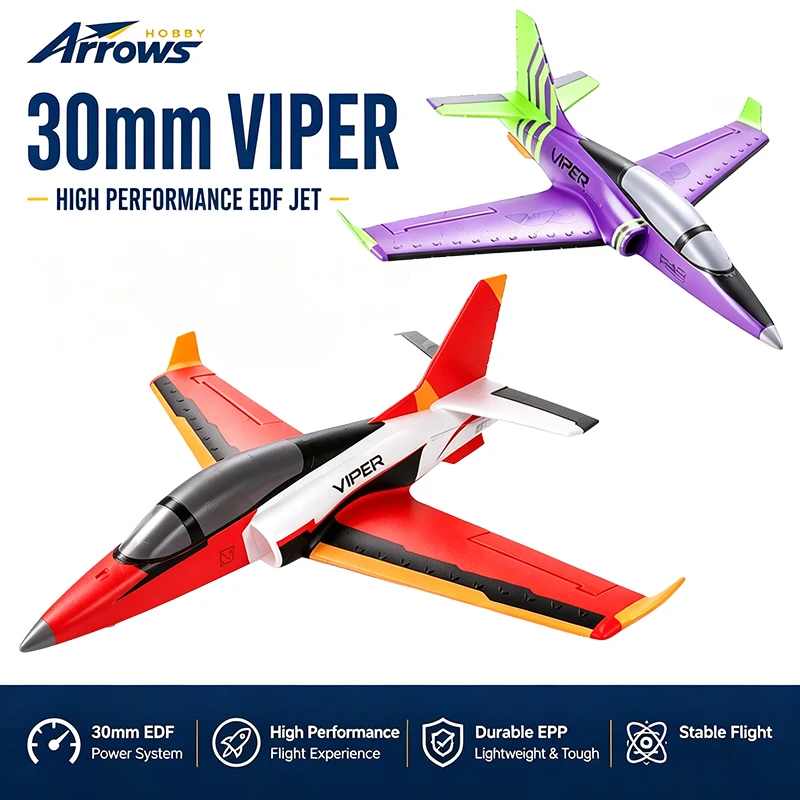 Arrows Hobby 30mm Viper RC Plane 460mm Wingspan Built-In Brushless EDF Motor Elevator Hand-Thrown Takeoff/Ground Taxi Toys