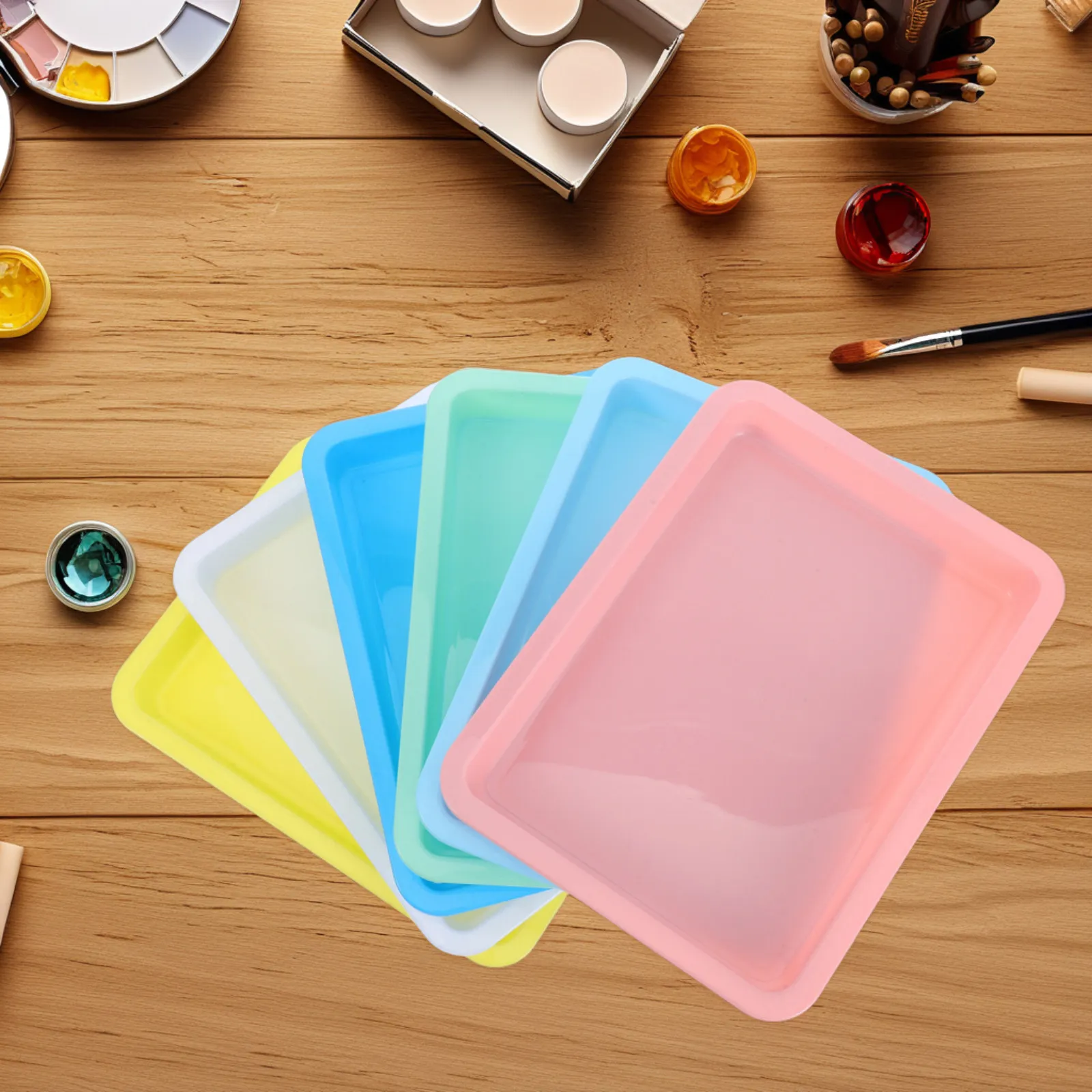 

Набор из 6 прочных пластиковых подносов для творчества, разноцветные лотки для рукоделия, рисования, DIY-проектов, организации принадлежностей, для использования в классах