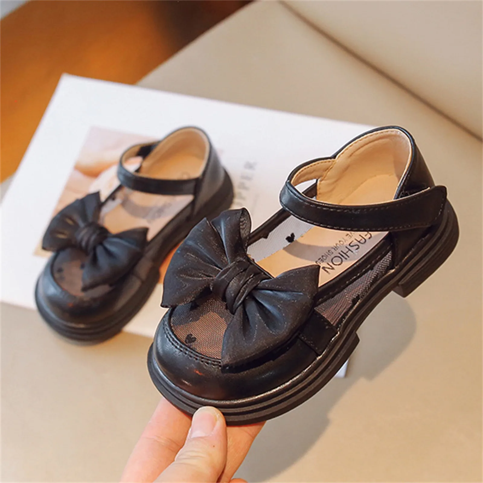 أحذية المشي للفتيات الصغيرات أحذية الأميرة الناعمة من الأسفل صنادل ربيع الخريف بفيونكة مستديرة من الأمام فستان الأميرة أحذية مضادة للانزلاق #5