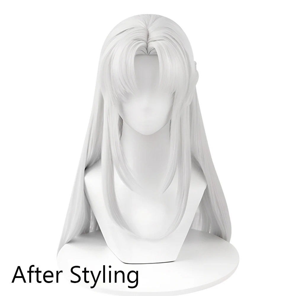 Long White Synthetic Straight Anime Game Cosplay Wig Fluffy Women and Men Wig Heat Resistant for Daily Party - view 3