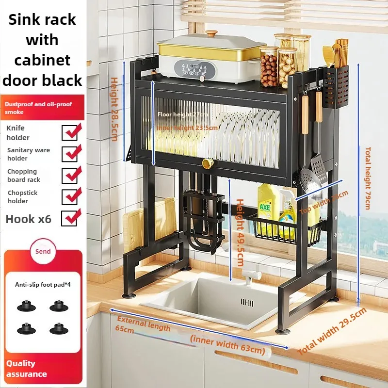 Over Sink Dish Drying Rack Stainless Steel Kitchen Shelf Cabinet Multi-Organizer Dish Rack Drainer Space-Saving Dish