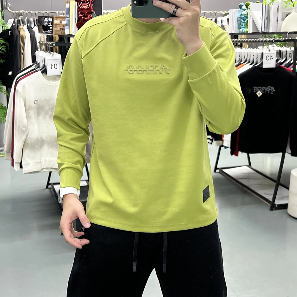 

Men's Youth Sweatshirt Loose Embroidered Letter Trendy Long Sleeve Shirt Autumn Winter New Fashion Casual Crew Neck Pullover