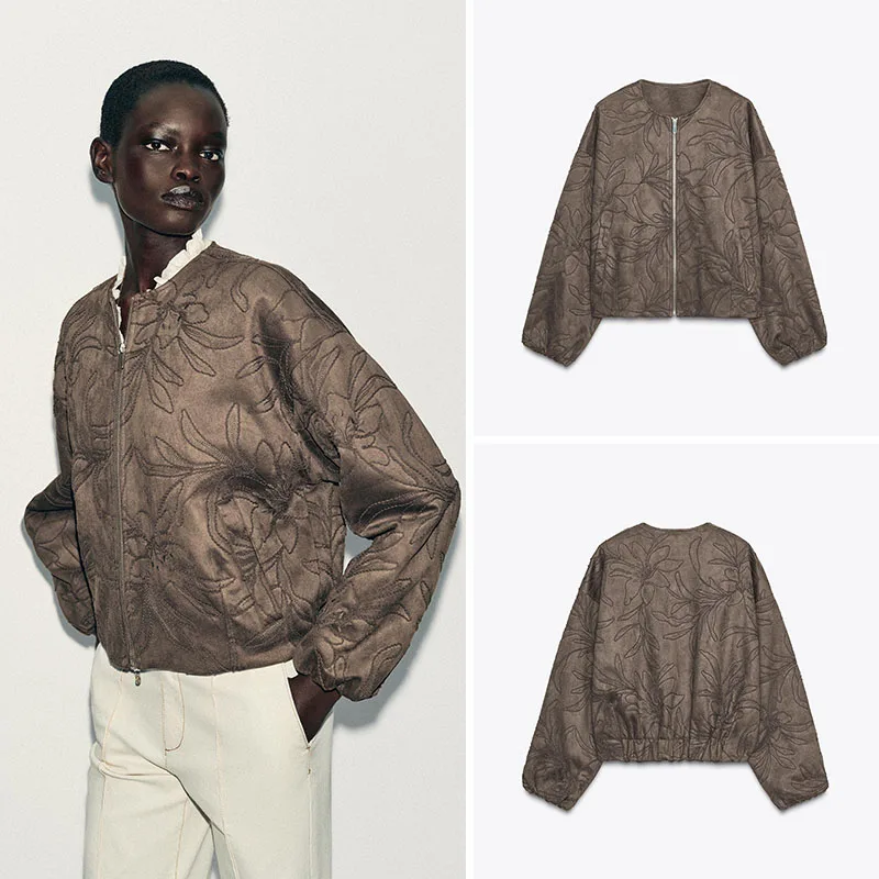 

Новое осеннее женское тюлевое пальто с бархатной текстурой и вышивкой для пилотов 8-25 лет, 2025 г., сезонная модная женская этническая одежда