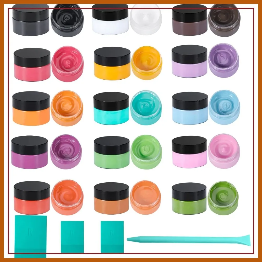 

15 Chalk Paste & 4 Mini Squeegees Set for Stencils, Screen Printing, DIY Crafts