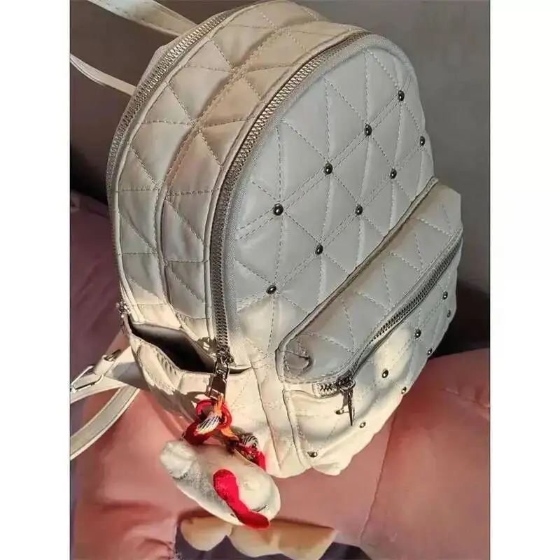 Bloom Large Capacity White Backpack For Women 2025 New Dia Chic Leather Backpacks Female Vintage Casual Mochila Aesthetic