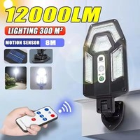 12000LM Powerful Solar Wall Lamp with Remote Outdoor IP65 Waterproof LED Floodlight with Sensor Garden Yard Lantern Street Light