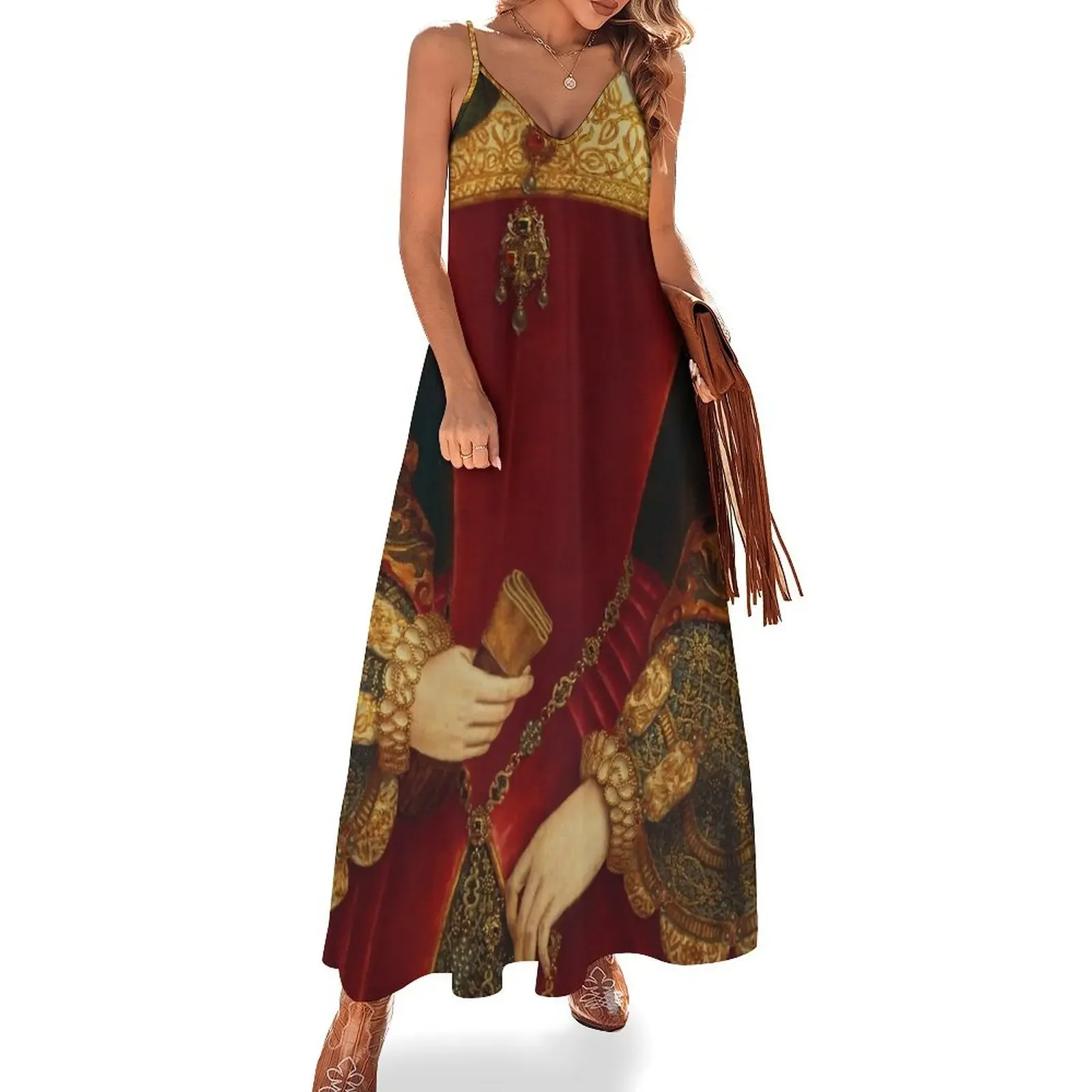 

Opulent elaborately embroidered Historical Fashion costume detail Sleeveless Dress Dress women dress party night