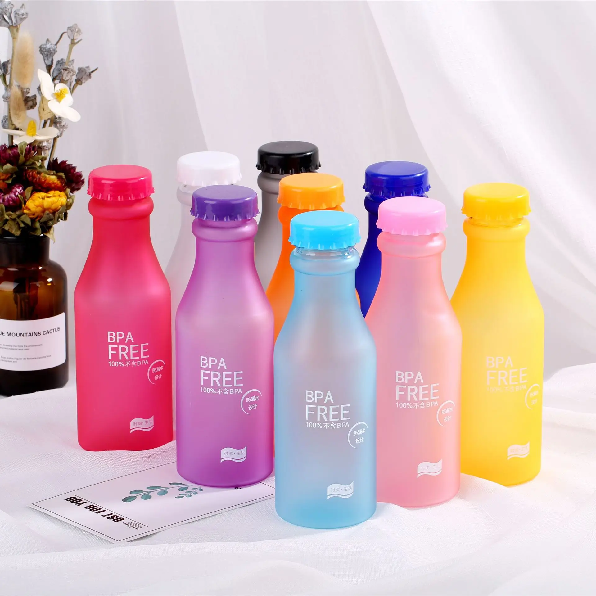 Portable 480ML BAP FREE Water Bottle Unbreakable Frosted Sport Kettle Drinking Bottle Outdoor Leak-proof Water Bottle with Rope