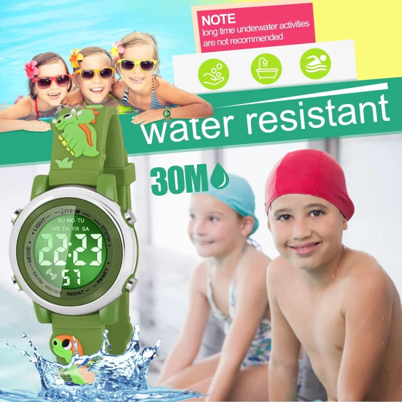 Alarma resistente al agua - Relojes para niños equipados: Dinosaurio perfecto - Regalos temáticos para niños y niñas de 3 a 10 años