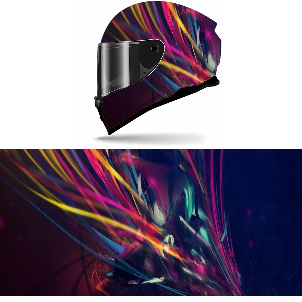 

Colorful stripes abstract graphics Helmet Stickers Self Adhesive Racing Motorcycle Custom Helmet Wrap Decals Vinyl Decal