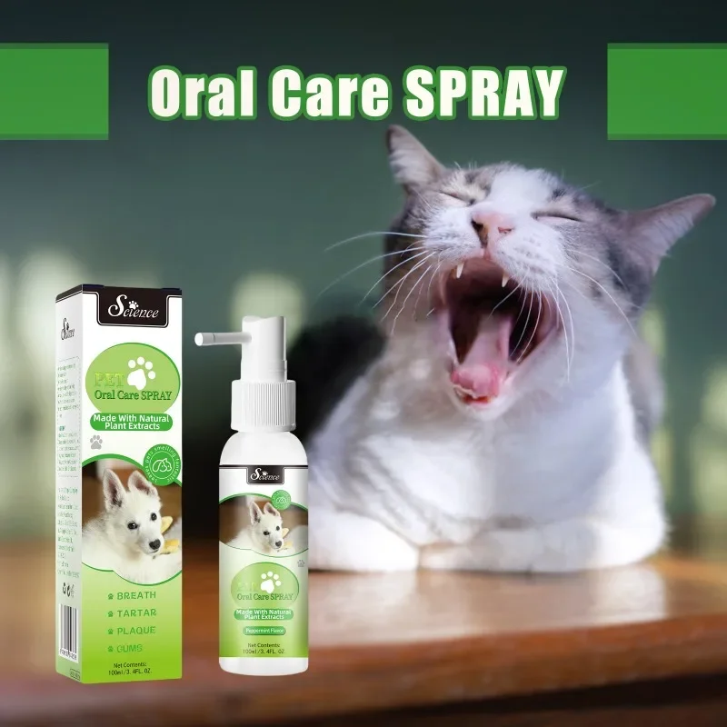 

Pet Oral Teeth Cleaning Breath Freshener Spray,Dogs Cats Mouth Fresh Prevent Calculus RemoveKitten Bad Breath Mouth Pet Supplies