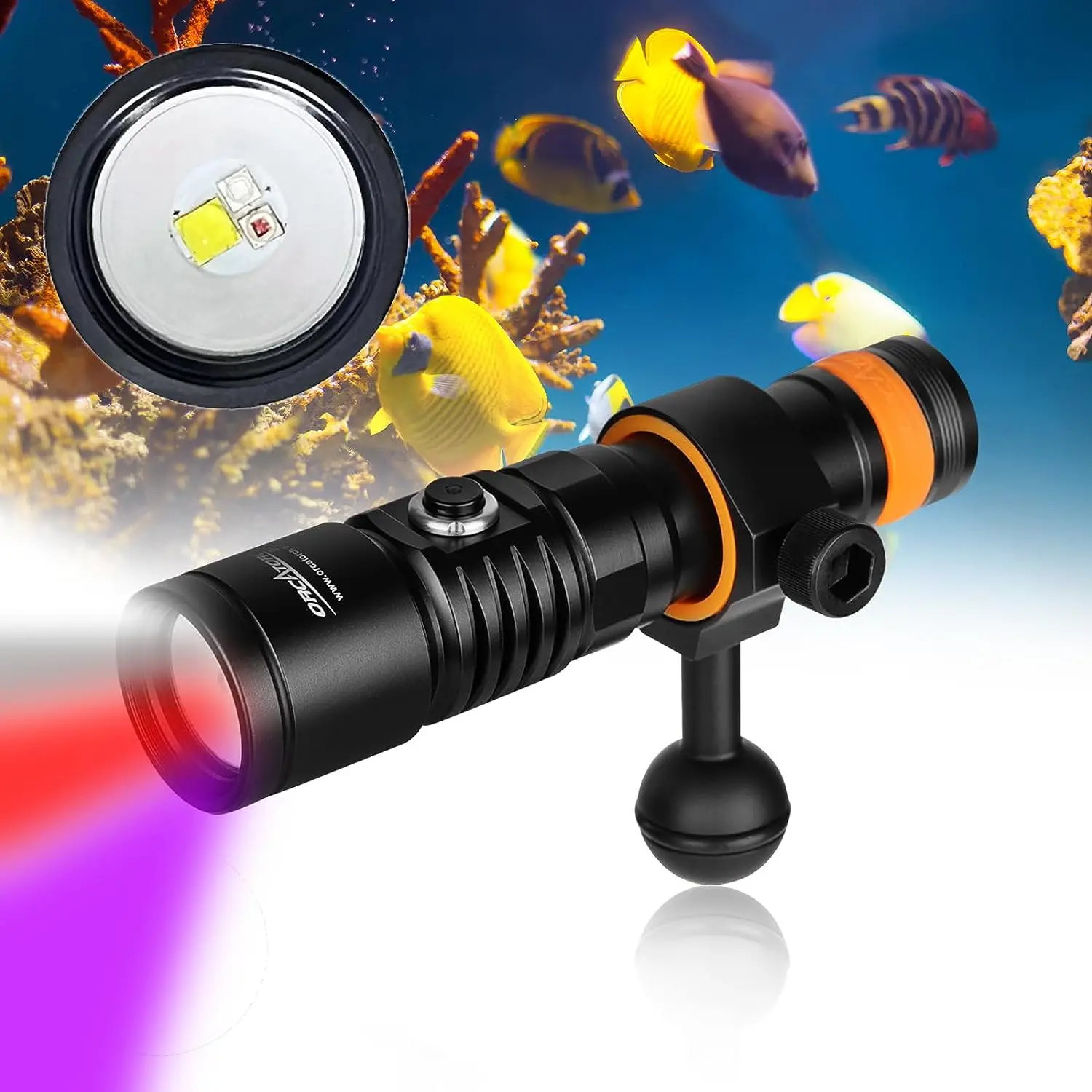 Imagem -02 - Orcatorch D710v Luzes de Mergulho Mais Sd01 Pro Farol de Mergulho Poderosa Tocha de Mergulho Profissional Lâmpada de Luz de Vídeo Subaquática para Mergulho