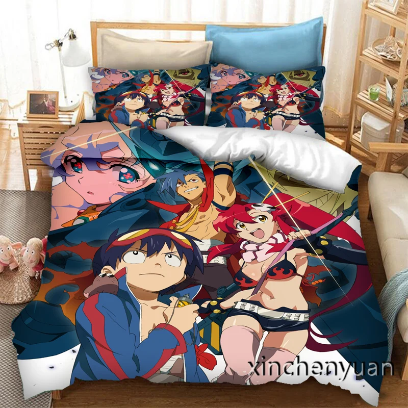 phechion Tengen Toppa Gurren-Lagann 3D Print Bedding Set Duvet Covers Pillowcases One Piece Comforter Bedding Sets K236