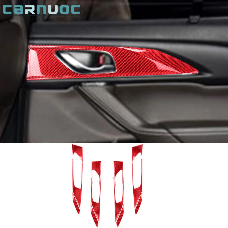 Carbon Fiber Door Handle Panel Stickers For Mazda CX-9 2016 2017 2018 2019 2020 2021 2022 Car Interior Decorative Accessories