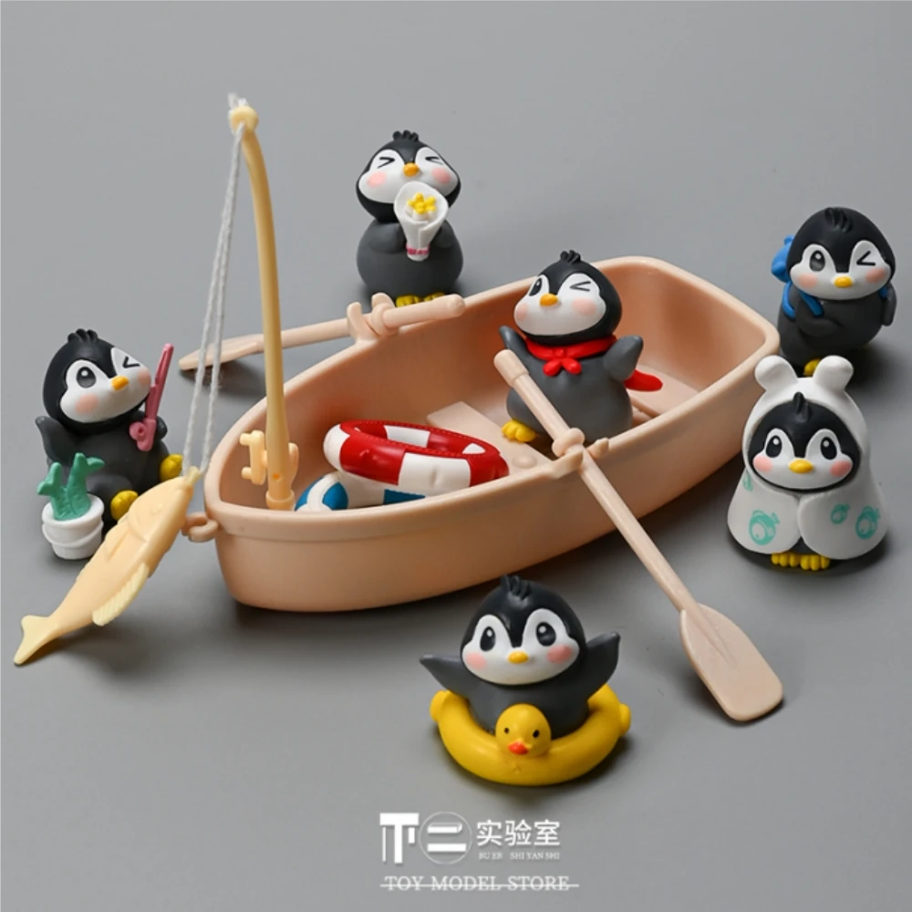 

Genuine Original Mini Cute Penguin Simulation Miniature Animal Model Cartoon Boat Doll Toy Scene Ornaments Micro Landscape