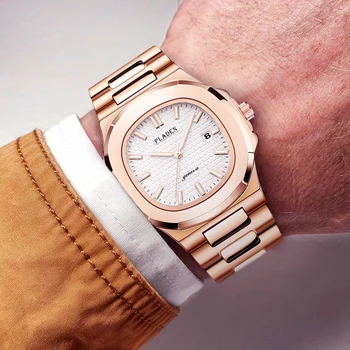 PLADEN men's Quartz watch stylish business wristwatches stainless steel calendar waterproof watches for men high quality new