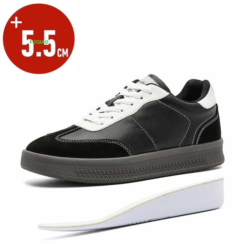 

5.5CM Invisible Elevator Shoes Men Comfortable Non-Slip Height Increasing Leather Casual Sport Shoes Breathable Lift Sneakers