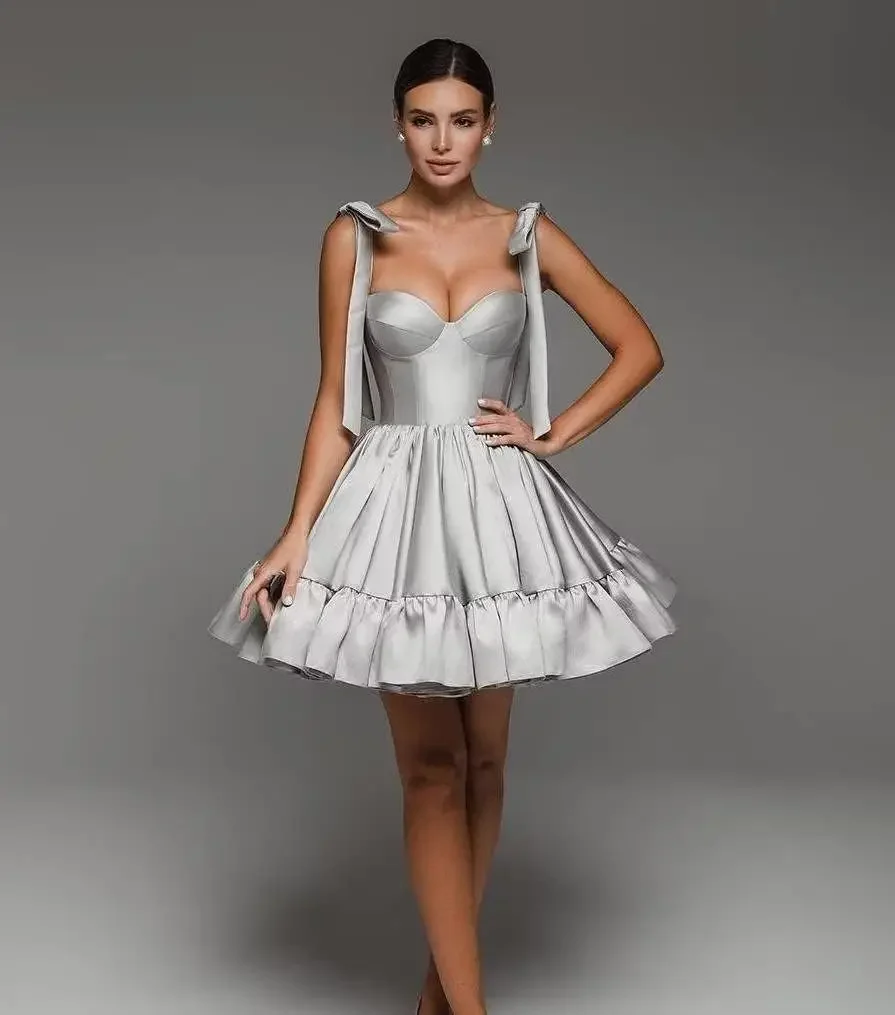 

A Line Prom Dress Short Mini Prom Formal Evening Ball Gowns Party Gown Spaghetti Strap Sweetheart Homecoming Dresses