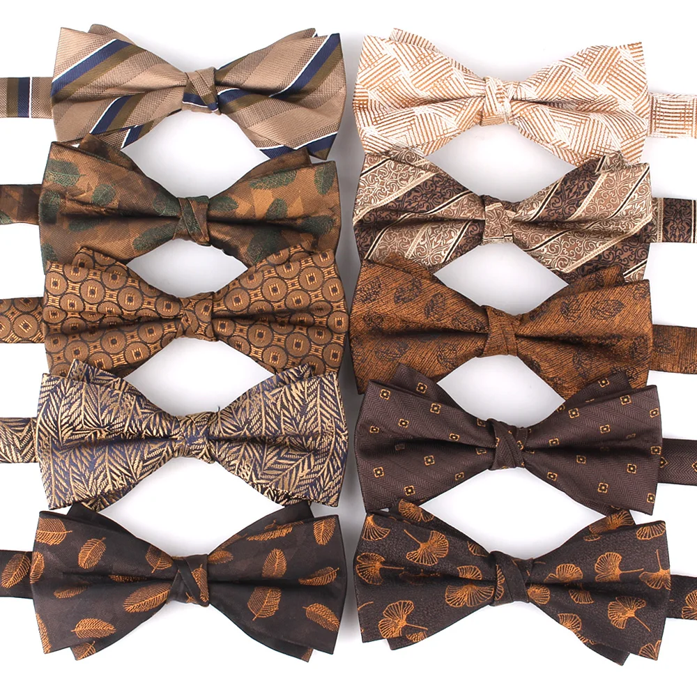 NEW Wedding Bow tie Brown Color Bow tie For Men Women Bow knot Adult Men\'s Bow Ties Cravats Party Striped Bowties For Gifts