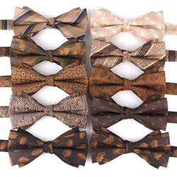 NEW Wedding Bow tie Brown Color Bow tie For Men Women Bow knot Adult Men's Bow Ties Cravats Party Striped Bowties For Gifts