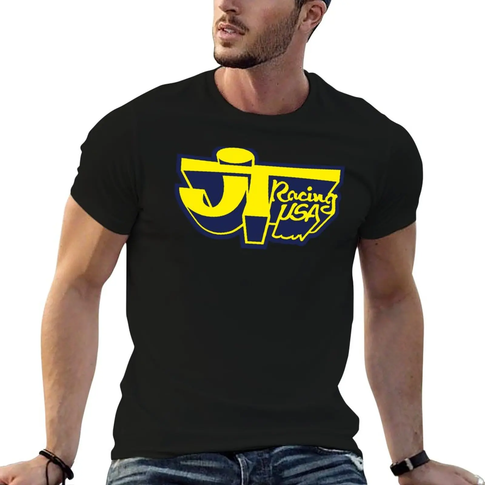 AliExpress JT Racing USA YELLOW/BLUE- Old School BMX T-Shirt vintage t shirts Blouse man t shirt clothes for men