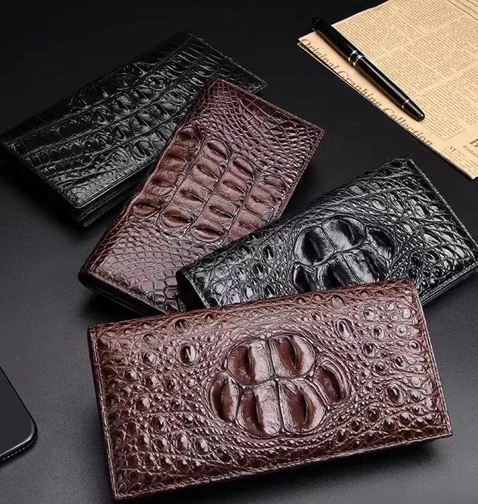 2024 Fashion Business Men\'s Alligator Wallets Crocodile Genuine Leather Long Organizer Wallet Boy Brand Luxury Card Holder Purse