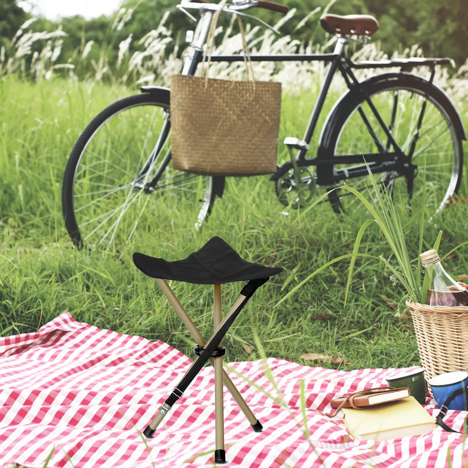 Tripod Portable Lightweight Folding Camping Stool Cloth Canvas Seat Compact Outdoor Fishing Hiking Mini Replacement Part