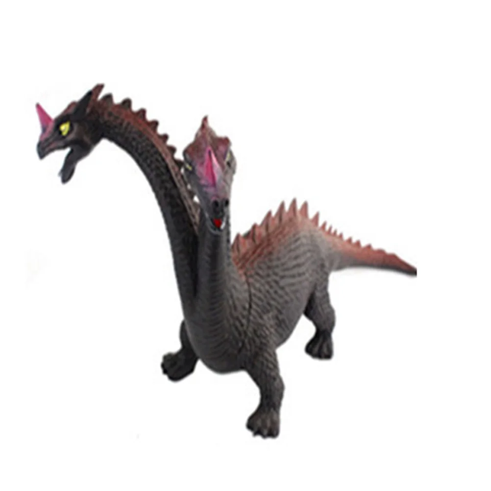 Simulation Two-headed Dinosaur Wild Animal Model Toy Educational Cognition Toy for Kids Children (Random Color, Random Pattern)