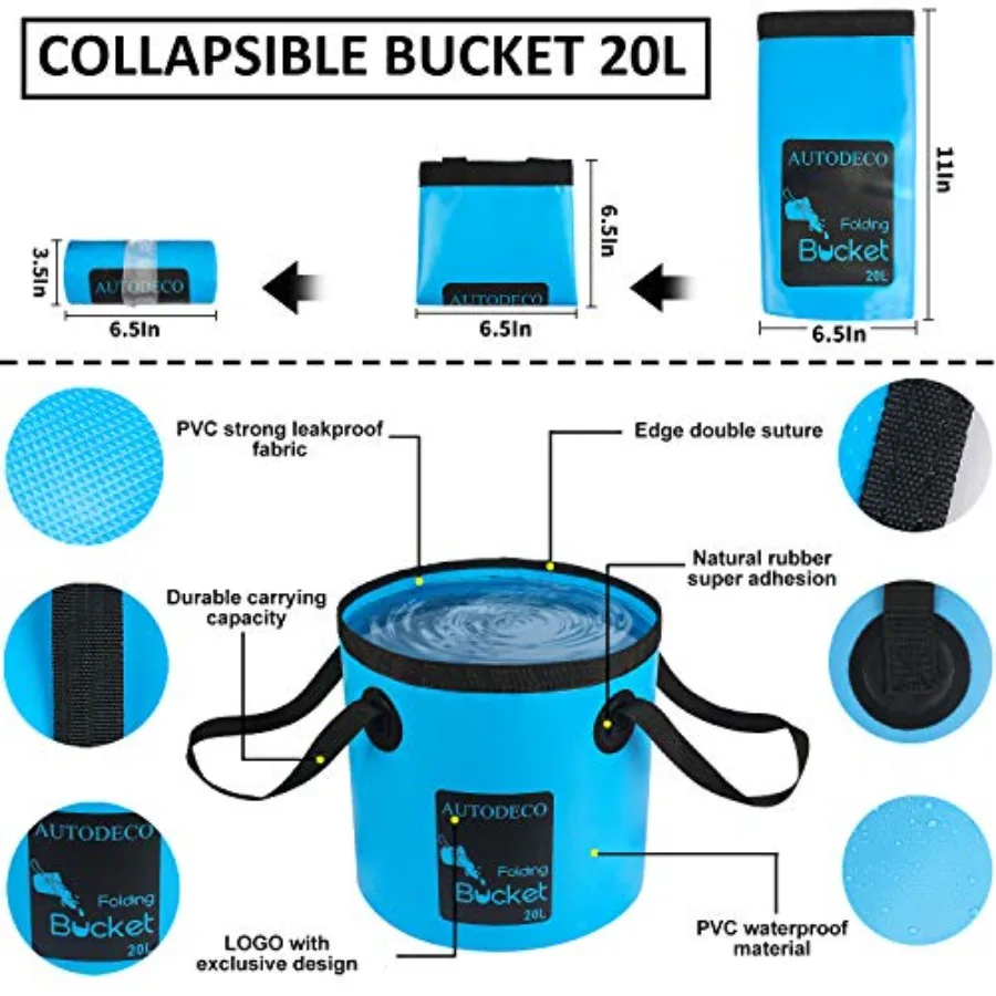 22Pcs Car Wash Cleaning Tools Kit Car Detailing Set with Canvas Bag Collapsible Bucket Wash Mitt Sponge Towels Tire Brush Windo