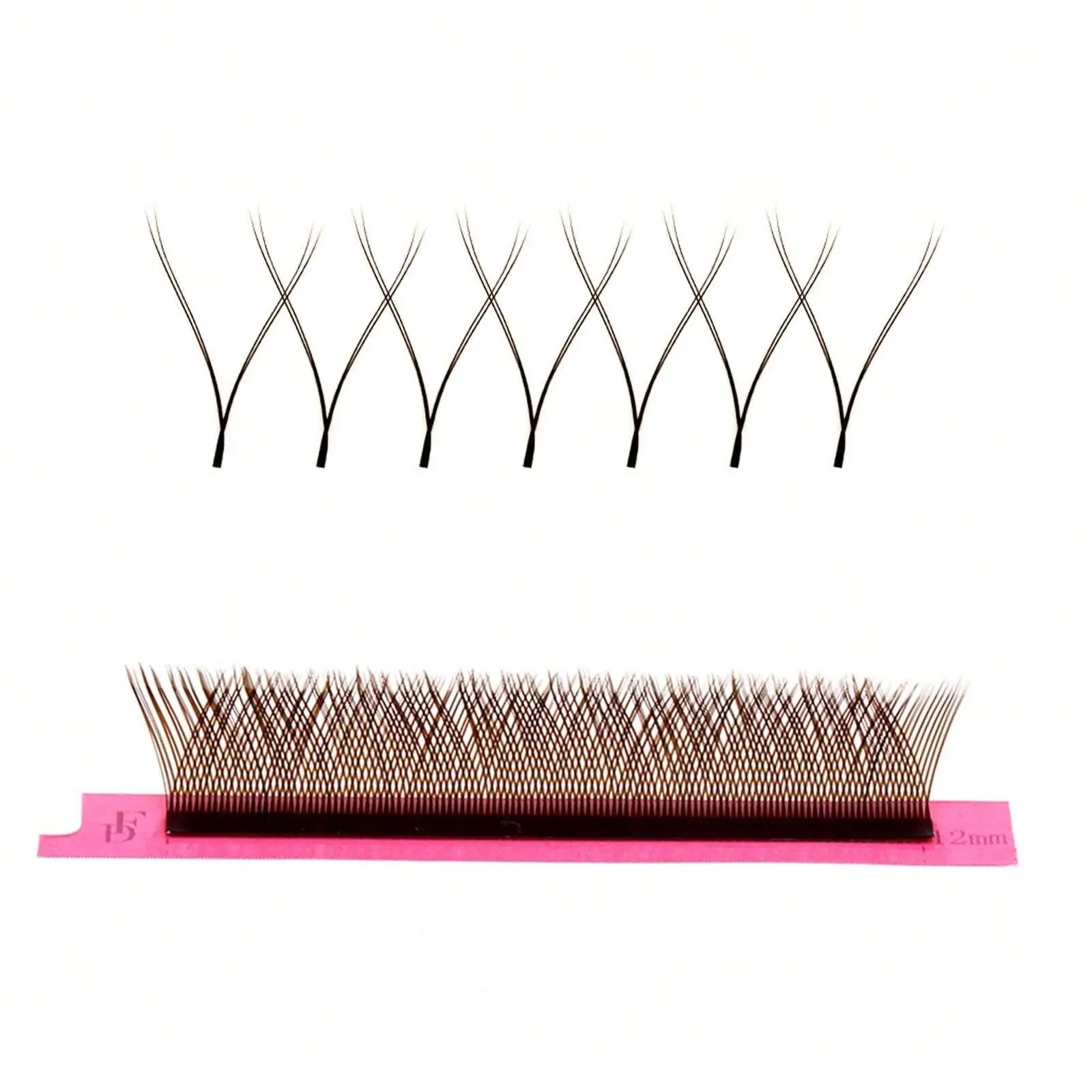 FADVAN Brown YY D/M(LU)/L Curl Eyelash Extension 0.07mm Natural Premade Lash 2D W Shape Style Soft Faux Mink Light False Lashes