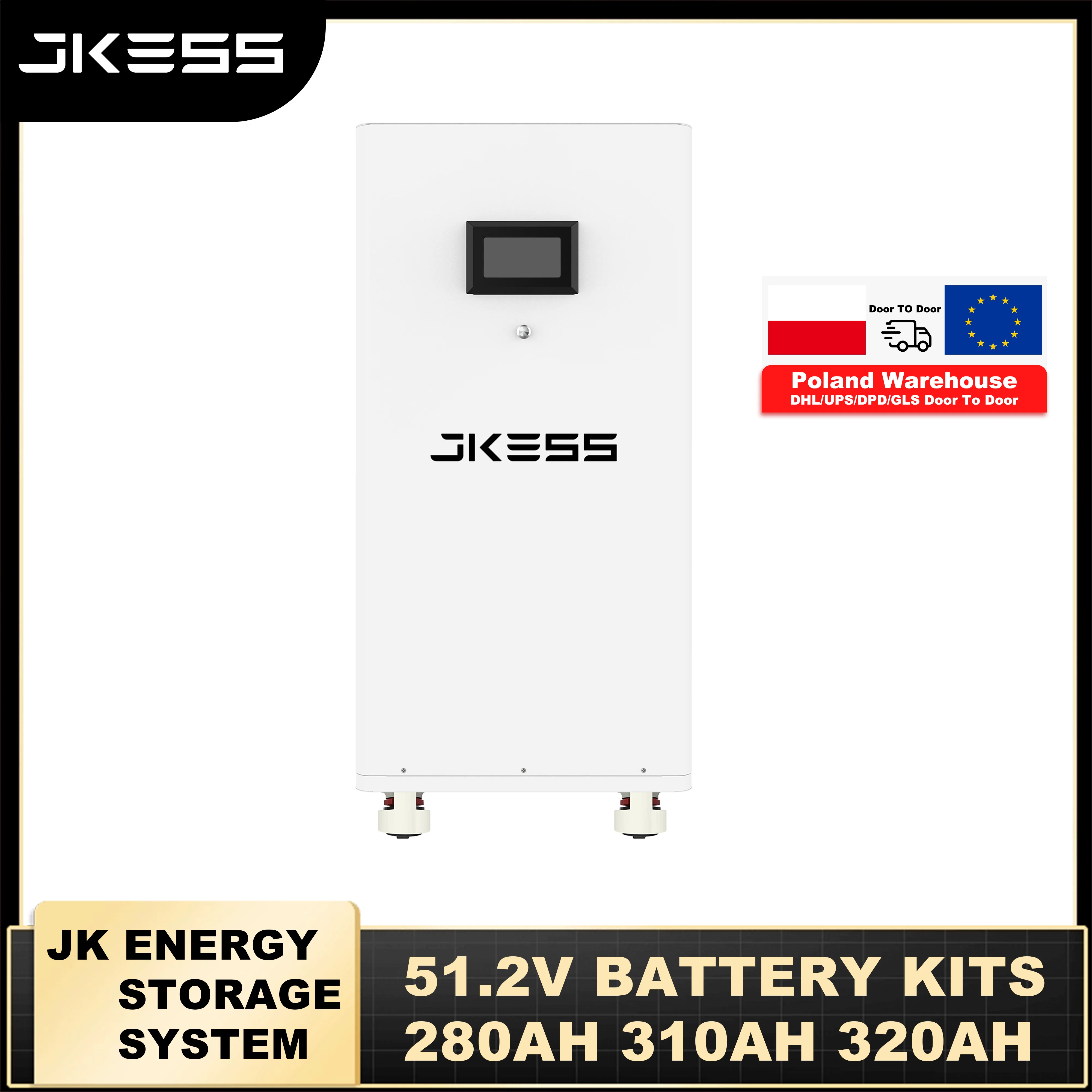JKESS Lifepo4 48V 51.2V 280AH 15KW Battery Kits Lifepo4 Battery Power Bank for Solar Storage Tax Free EU Stock On Sale