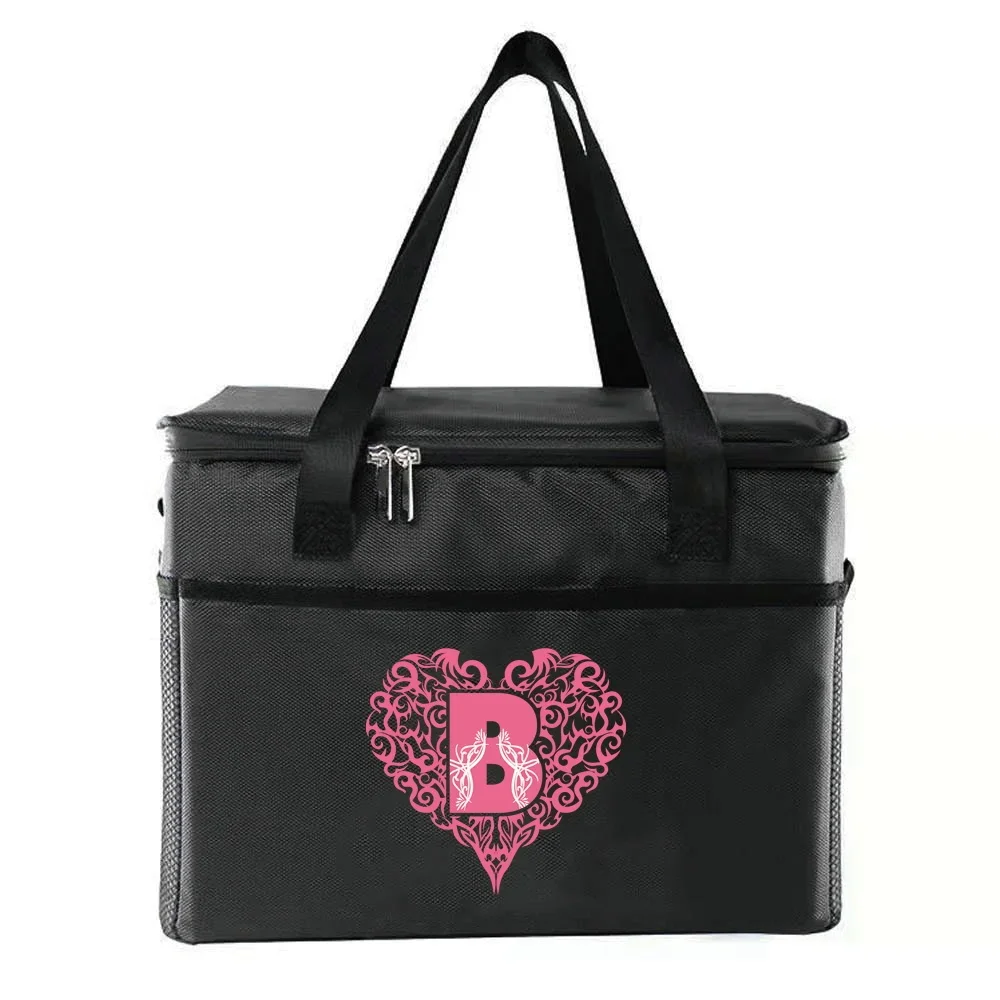 Cooler Bag Portable Lunch Bags Insulated Lunch Box Tote Handbag Print Loveletter Series Waterproof Bento Pouch Food Storage Bags