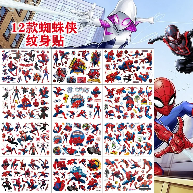 1 Uds. Pegatinas de tatuaje temporal de Disney figura de acción Spider-Man niños pegatina de transferencia de agua Cool Boy regalo recompensa de jardín de infantes