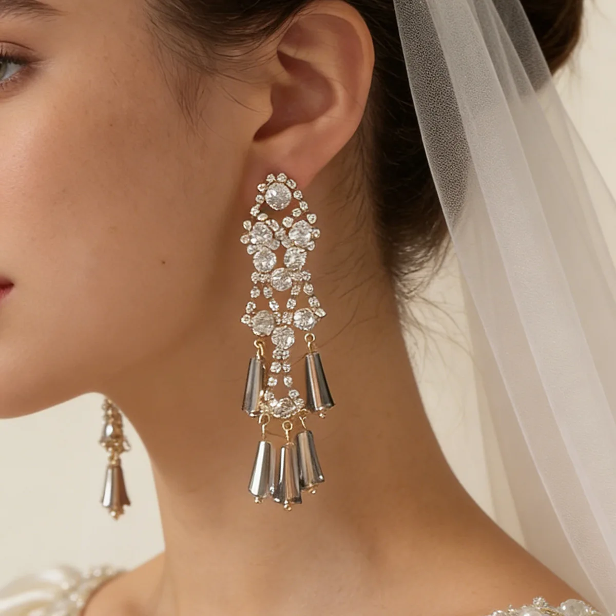 ZAA Luxury Rhinestone Shiny Dangle Earrings Long Tassel Danging Jewelry Trendy Woman Statement Holiday Party Accessories Gift