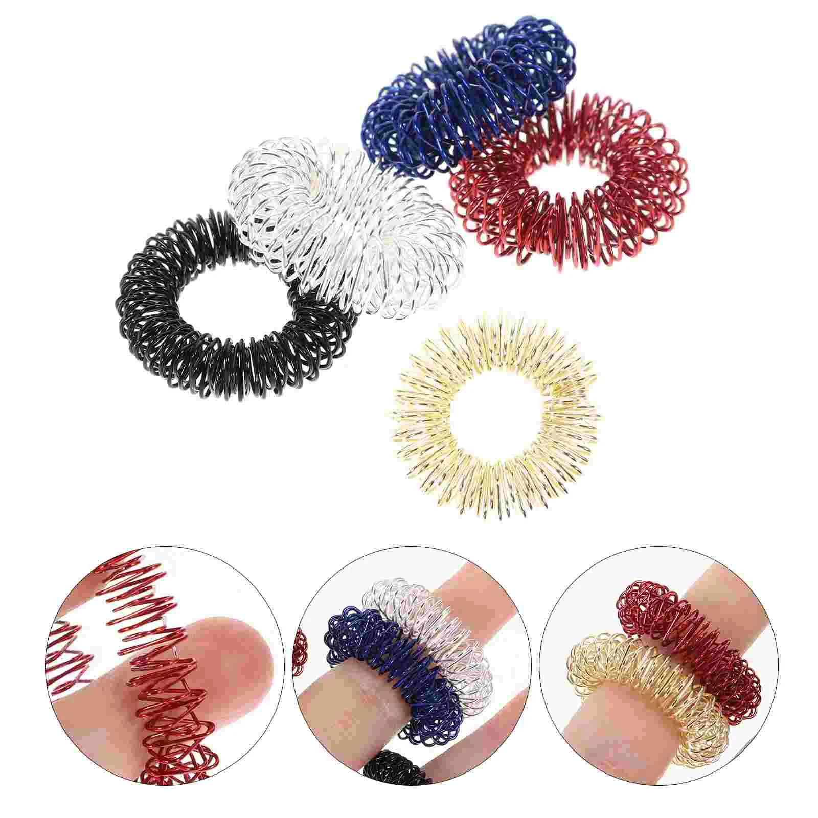 Finger Fidget Rings para Crianças, Finger Fidget, Acupressure Sensory, Massagem à Mão, Chinês, Alívio do Estresse, Escola, Criança, 5 Pcs