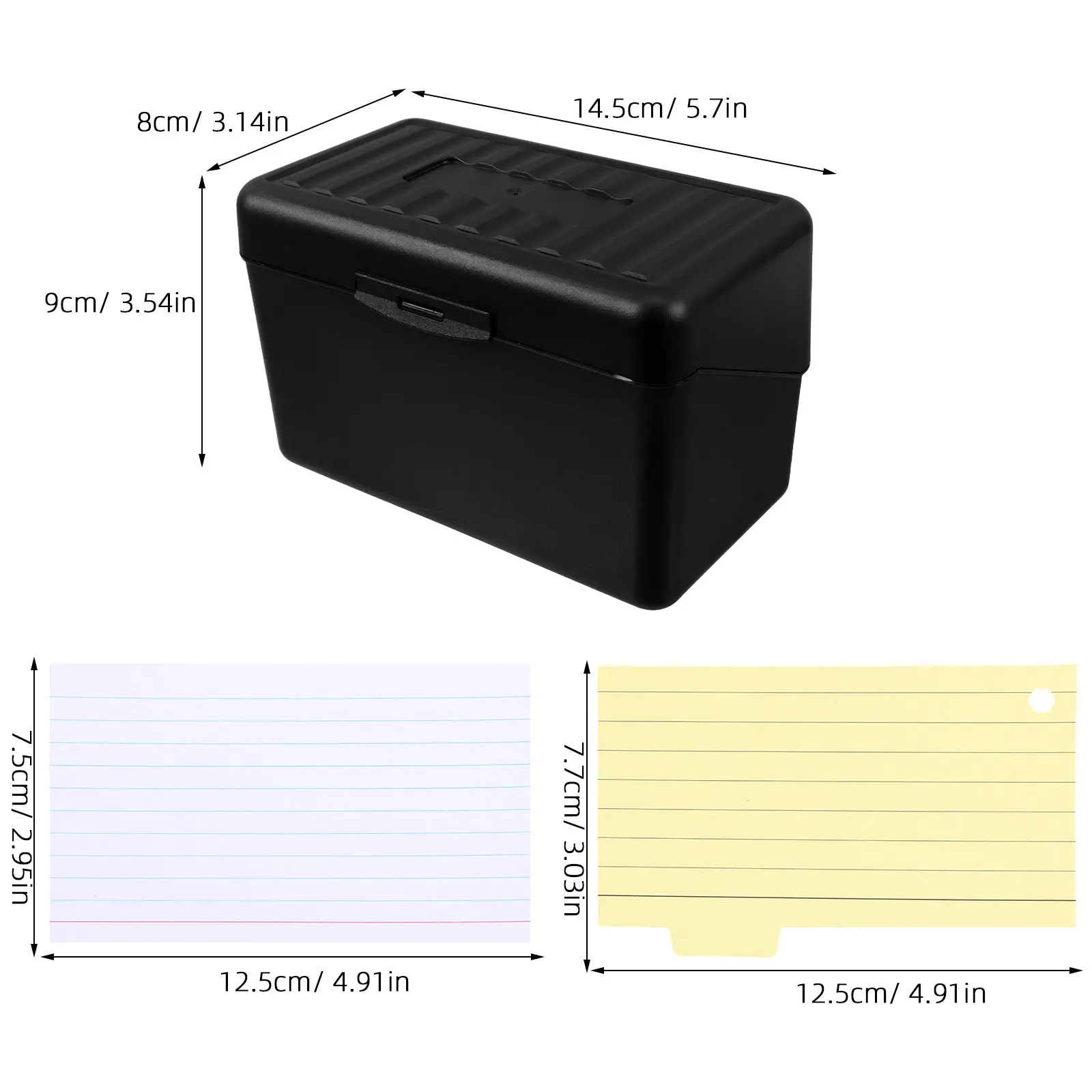 1Set Black Index Card Holder Organizer Desktop Storage Divider Lined Note Cards Office Home Display