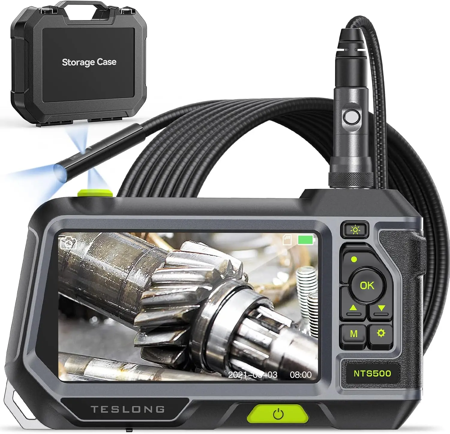 Endoscope with Light,  Pro Borescope Inspection Camera with  Monitor, Industrial Mechanic