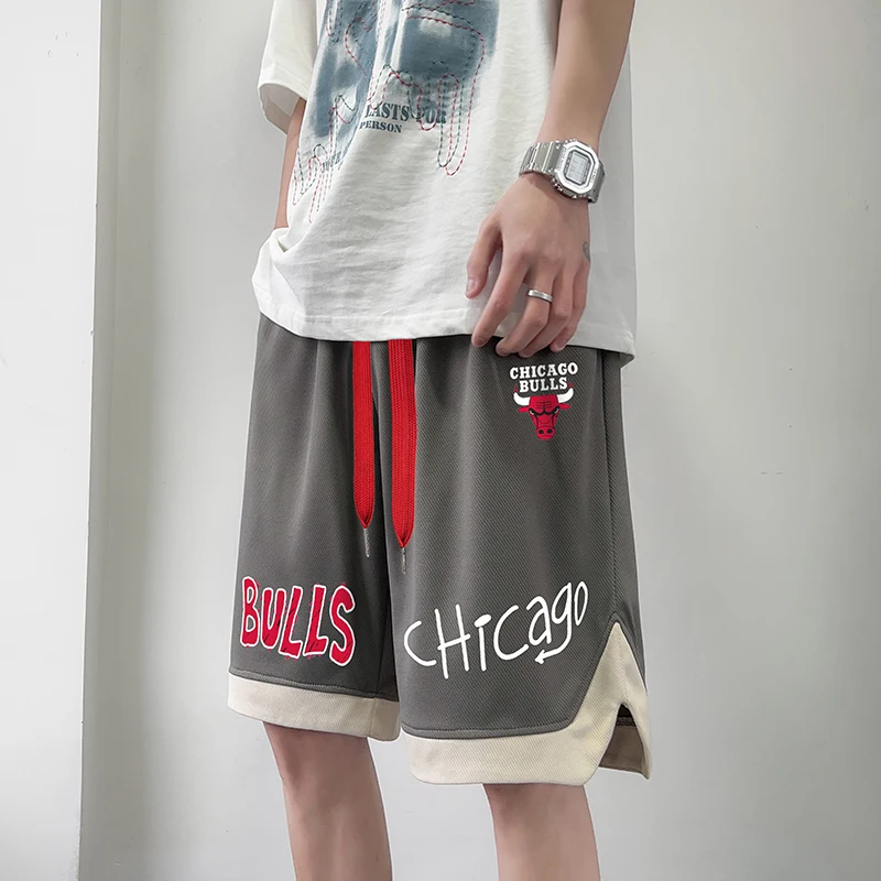 Men Trendy Letter Print Quick Drying Breathable Sports Running Fitness Short Pants Male Summer Casual Oversize Basketball Shorts