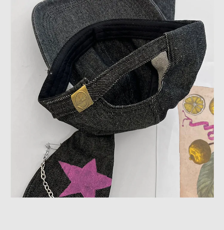 Rabbit Eared Cowboy Ripped Baseball Cap Dark Punk Hottie Photos Peaked Cap