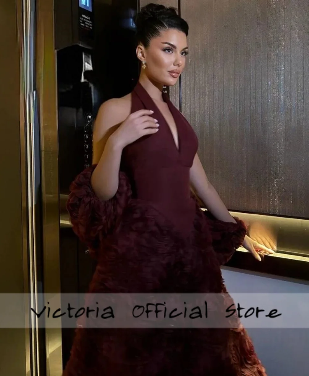 Flores tren Halter Peplum vestidos de baile A-Line sin mangas vestidos de noiva drapeado hasta el suelo فسات Гmavera2025 personalizado