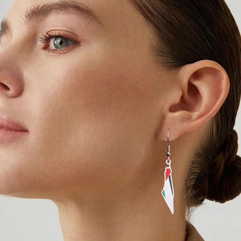 أقراط متدلية من الفولاذ المقاوم للصدأ للنساء من YILUOCD ، أقراط متدلية جغرافيا الدولة الأفريقية ، مجوهرات أنيقة ، بيع بالجملة ، خرائط #5