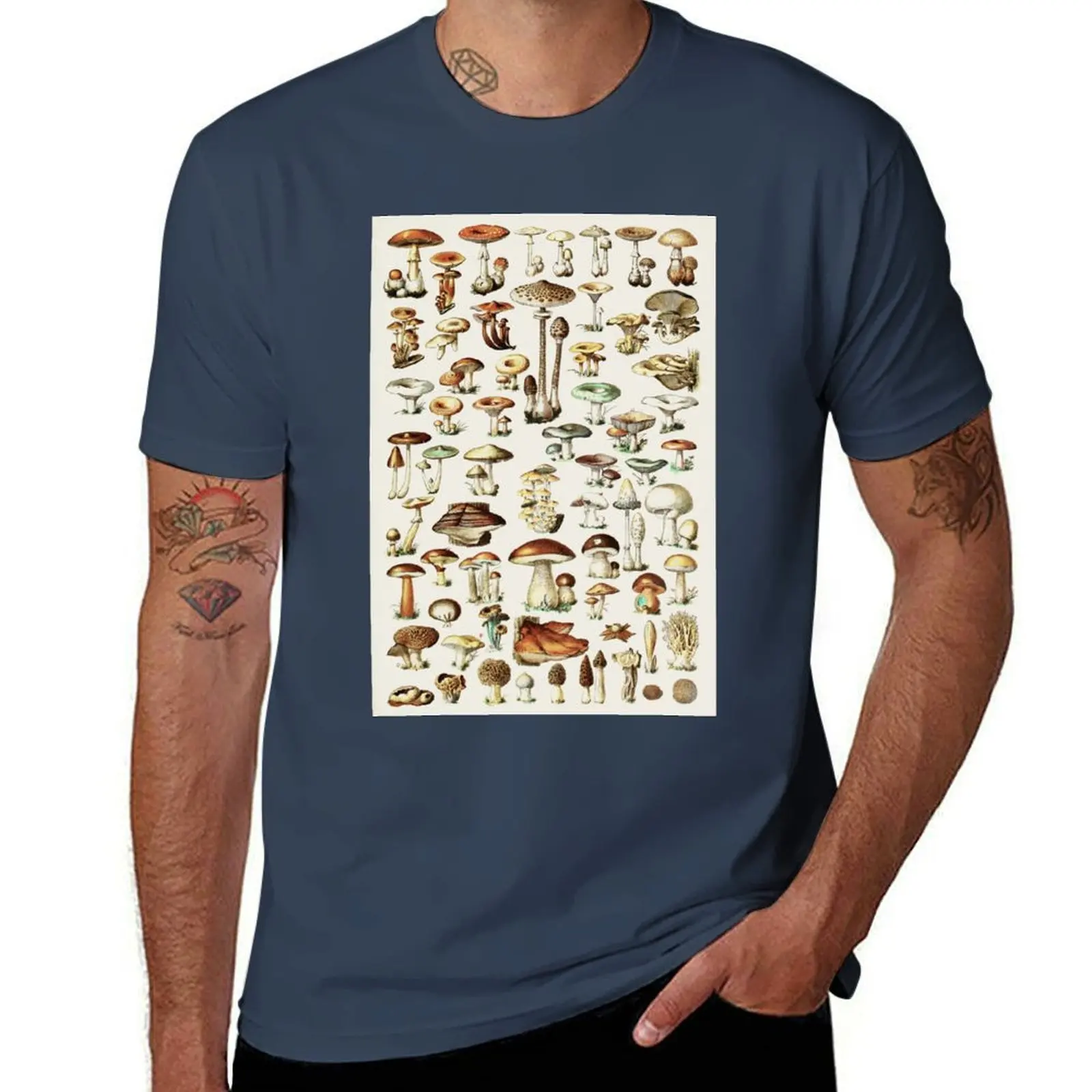 

Champignon I Vintage French Mushroom Chart by Adolphe Millot T-Shirt t shirt man casual t shirts for man pack white T-Shirt