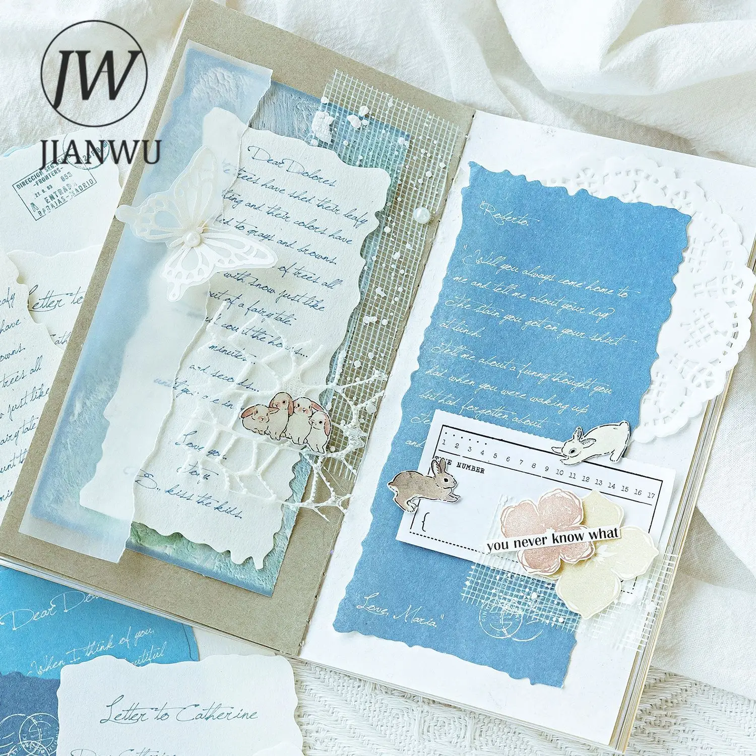 JIANWU A Paper Poem Series Vintage English Text Collage Decor Material Paper Creative DIY Junk Journal Scrapbooking Stationery