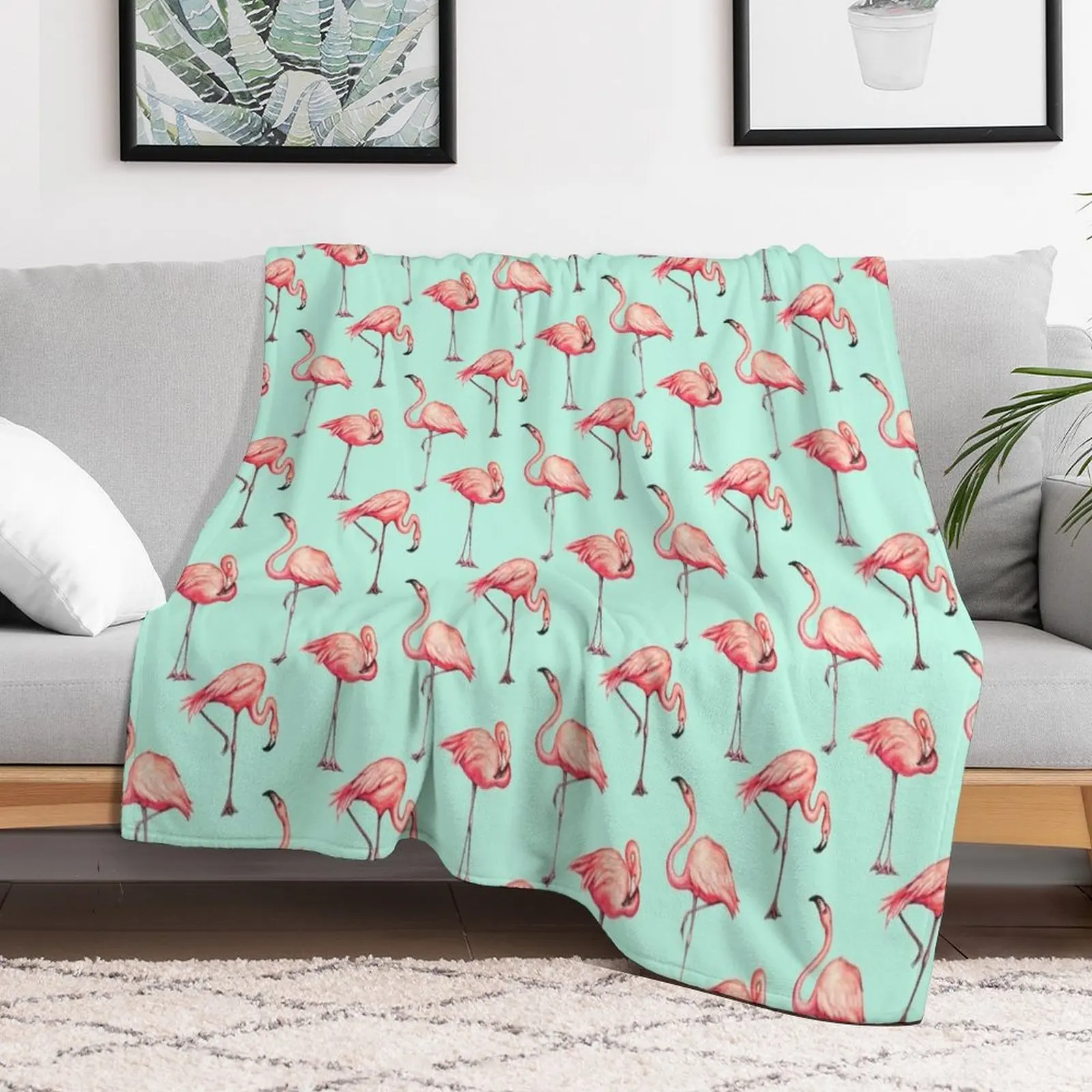 

Flamingo Pattern - Blue Throw Blanket Warm Blankets For Baby manga Blankets