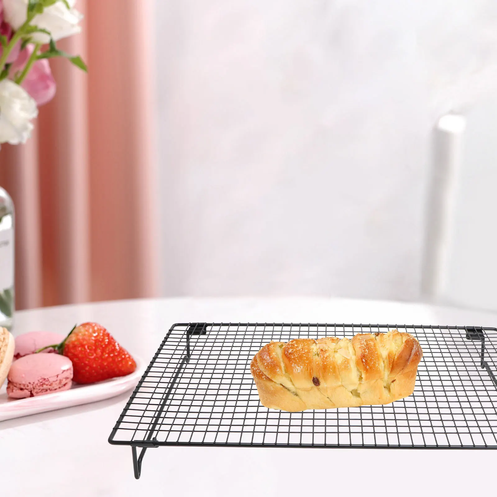 

1Pcs Cake Cooling Rack Black Carbon Steel Nonstick Baking Rack Large Capacity Bread Drying Holder Kitchen Dessert Cooler
