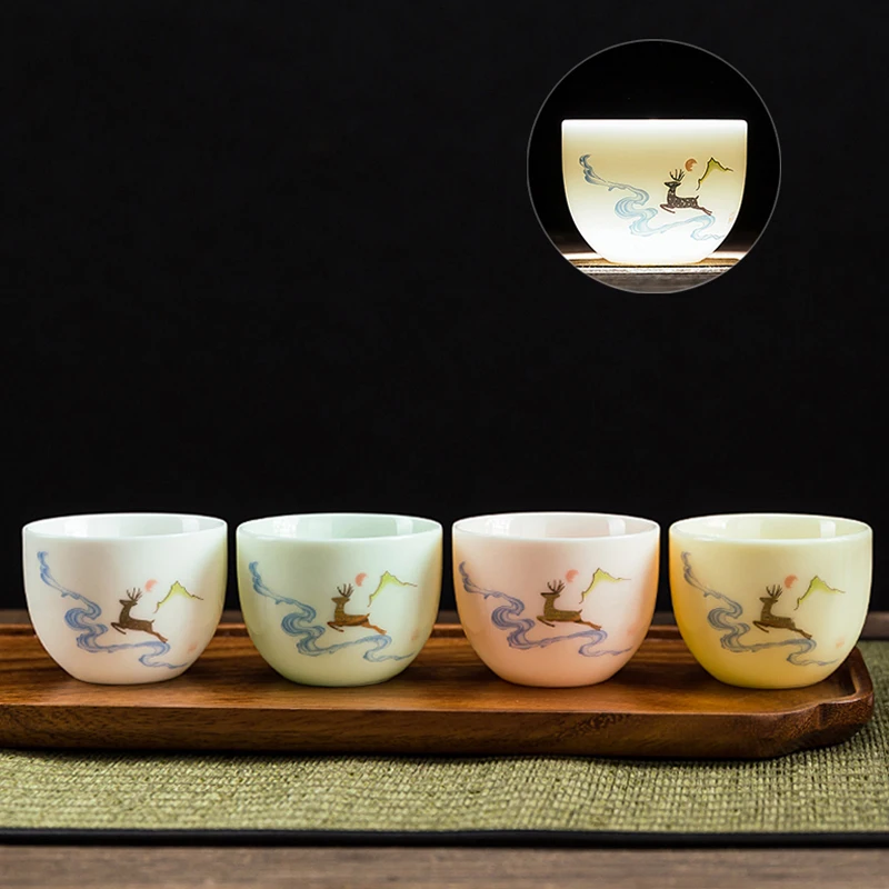 

Variety Mutton Fat Jade Tea Cup White Porcelain Small Kungfu Teacup of different colors Puer Tea Cups Dehua Ceramic Cup For Tea